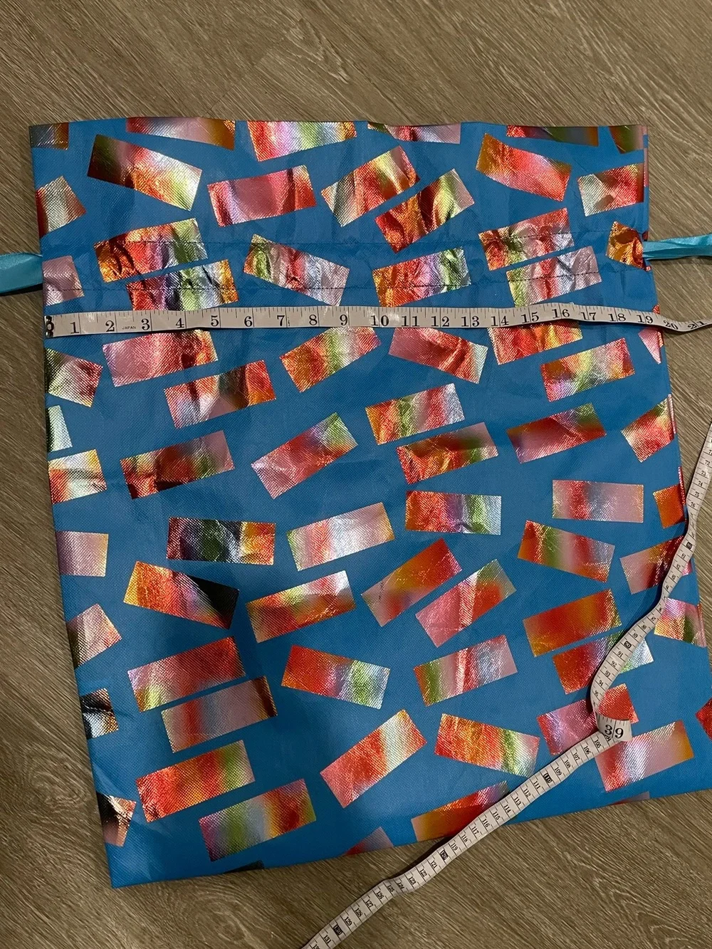 EUC Amazon Reusable Multi-Color Drawstring Satchel Gift Bag, 22” X 19 & 1/2”